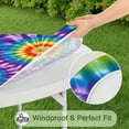 thumbnail image 5 of Colorful Rainbow Tie Dye Spiral Pattern Round Fitted Tablecloth with Elastic Edge,Dining Table Cover Waterproof,Outdoor Round Tablecloth for Camping,Dining,Indoor and Outdoor, 5 of 7
