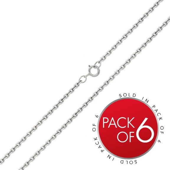 Sterling Silver 925 Diamond-Cut Cable Rolo 020 Chains 0.9mm Pack of 6 Italy 20" Jewelry Female