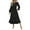 Black S, variant on Fall Winter Women Dress Long Lantern Sleeves A-line Round Neck Big Hem Dot Applique Pleated Solid Color Dating Commuting Midi Dress