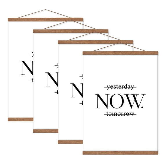 4 Pack Teak 12x16 12x18 12x24 Poster Frame, Magnetic Light Wood Frame Hanger for Photo Picture Canvas Artwork Art Print Wall Hanging