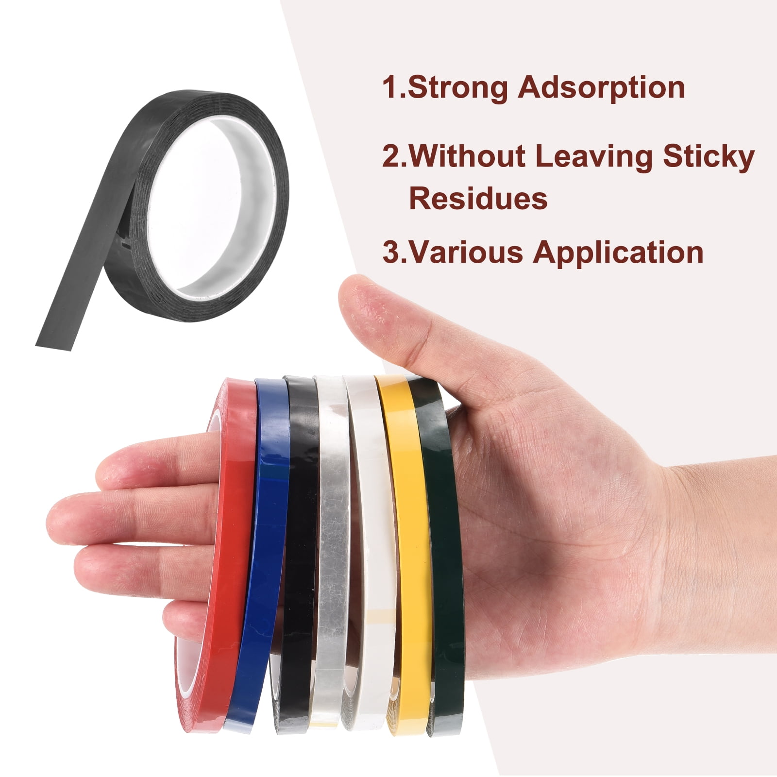 Uxcell 6 Rolls Whiteboard Tape Graphic Chart Tape 20mm 54.7 Yard Art Tape Thin Self-Adhesive Pinstripe Tape Masking Tape, Black