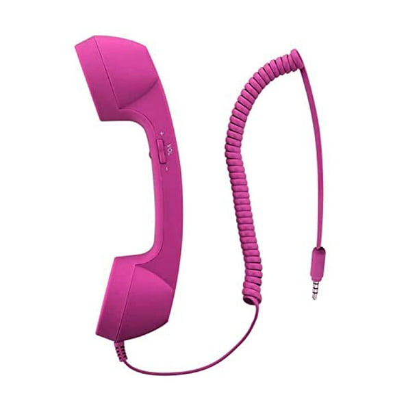 YTYKINOY Retro 0.138 in teléfono teléfono celular receptor micrófono micrófono altavoz para iPhone iPad teléfonos móviles teléfono inteligente (rosa fuerte)