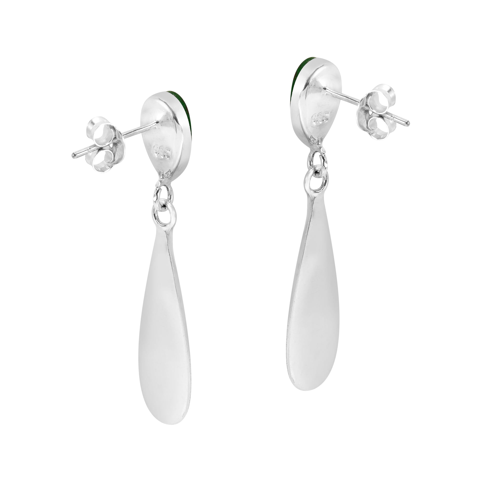 AeraVida Sleek and Slender Teardrops Green Malachite Sterling Silver Post Drop Evening Earrings Annivesary Jewelry Gift for Women Accessories