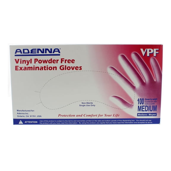 Adenna VPF Vinyl Powder Free Exam Gloves VPF Medium