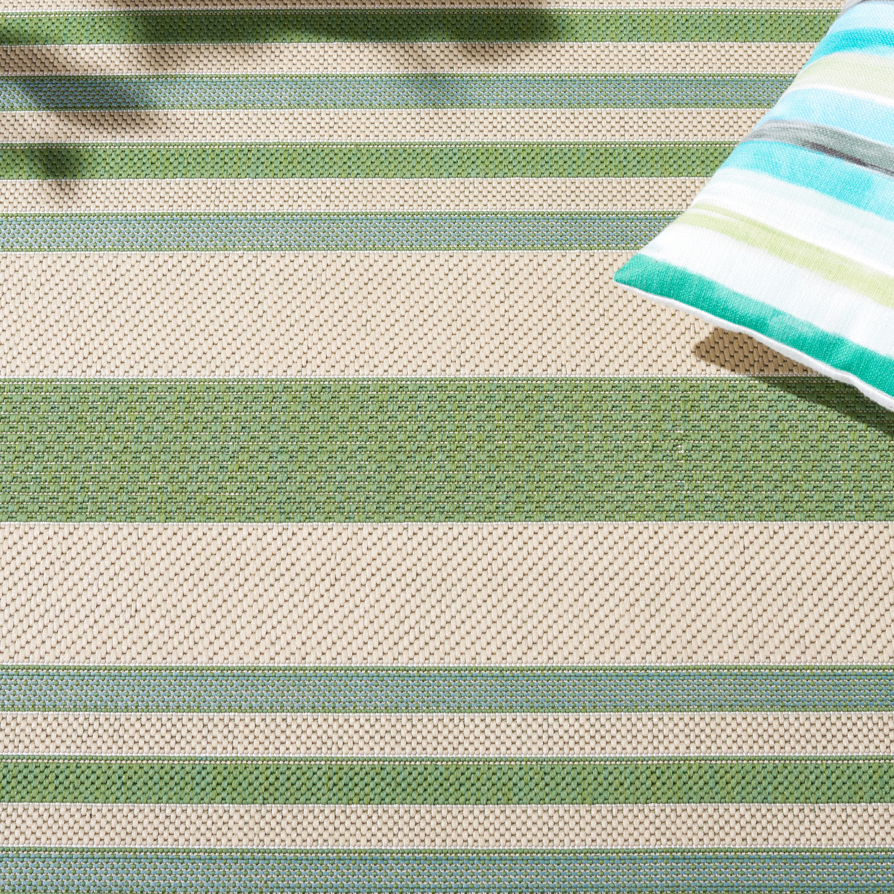 Safavieh Courtyard Aaron Striped Indoor/Outdoor Area Rug, Beige/Green, 6'7" x 9'6"