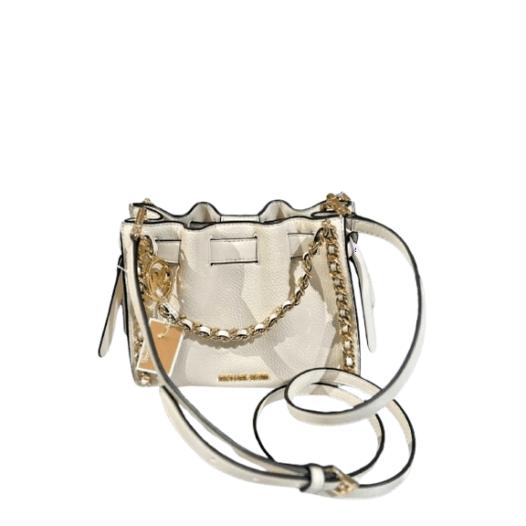 Michael Kors Mina Small PVC Belted Chain Crossbody Shoulder Bag - Light Cream