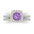 thumbnail image 2 of Clara Pucci 18K White/Rose Gold 1.495 Simulated Alexandrite Engraveable Engagement Ring + Wedding Band Set, 2 of 7