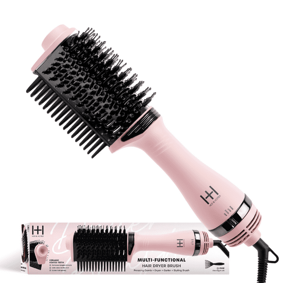 Hot & Hotter Multi-Functional Hair Dryer Brush with Comb, Pink