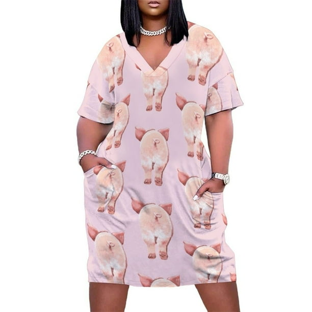 Vestido rosa holgado con bolsillos y trasero de cerdo, estilo vendaje, para fiesta, noche, elegante, de lujo y celebridad.
