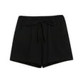 thumbnail image 2 of Shorts for Women Clearance!Yanyanz and Elastic Short Womens Pants Solid Pocket Waist Loose Pants Lounge Pants Women Womens Pants Black L, 2 of 3