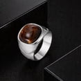 thumbnail image 3 of VNOX Stainless Steel Tiger Eye Signet Ring for Men, Silver Textured Statement Ring Gift Jewelry, 3 of 6