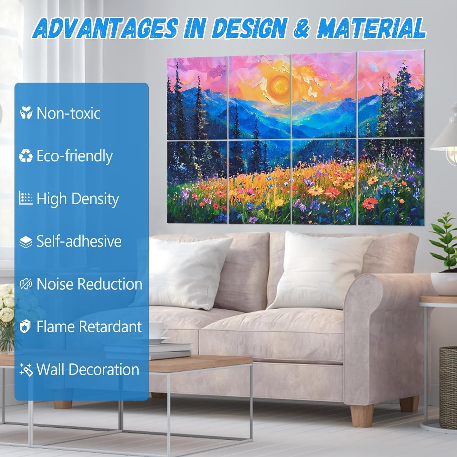 DAZLUTE 8 Pack Soundproof Wall Panels Acoustic Panels Self-Adhesive Sound Proofing Panels High Density Art Sound Panels for Acoustic Treatment, Home, Studio, Gaming Room