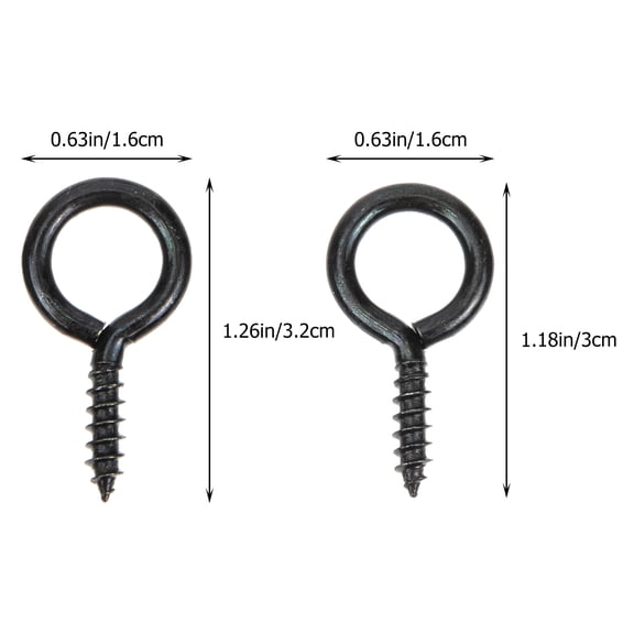 Topbathy 30Pcs Black Metal Eye Hooks Screw Heavy Duty Self Tapping Hooks for Hanging Towels Cups and Umbrellas