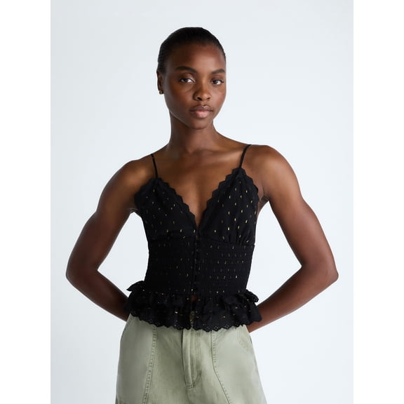 Scoop Women’s Smocked Eyelet Tank Top, Sizes XS-XXL