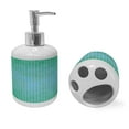 thumbnail image 2 of Ambesonne Green Soap Dispenser & Toothbrush Holder Set, Pixel Mosaic Love Pattern, 2 Pcs, Green, 2 of 6
