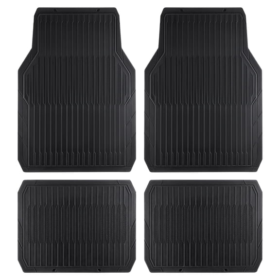 CAR GRAND Rubble Car Mats All Weather All Season Waterproof Universal Fit Trim to Fit SUV, Sedan, Truck, Set of 4 piecesAll Black