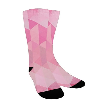 

Pink Decor Abstract Vintage Triangles Mosaic Grid Style Graphic Artistic Pattern Design Image Pink Custom Socks for Women