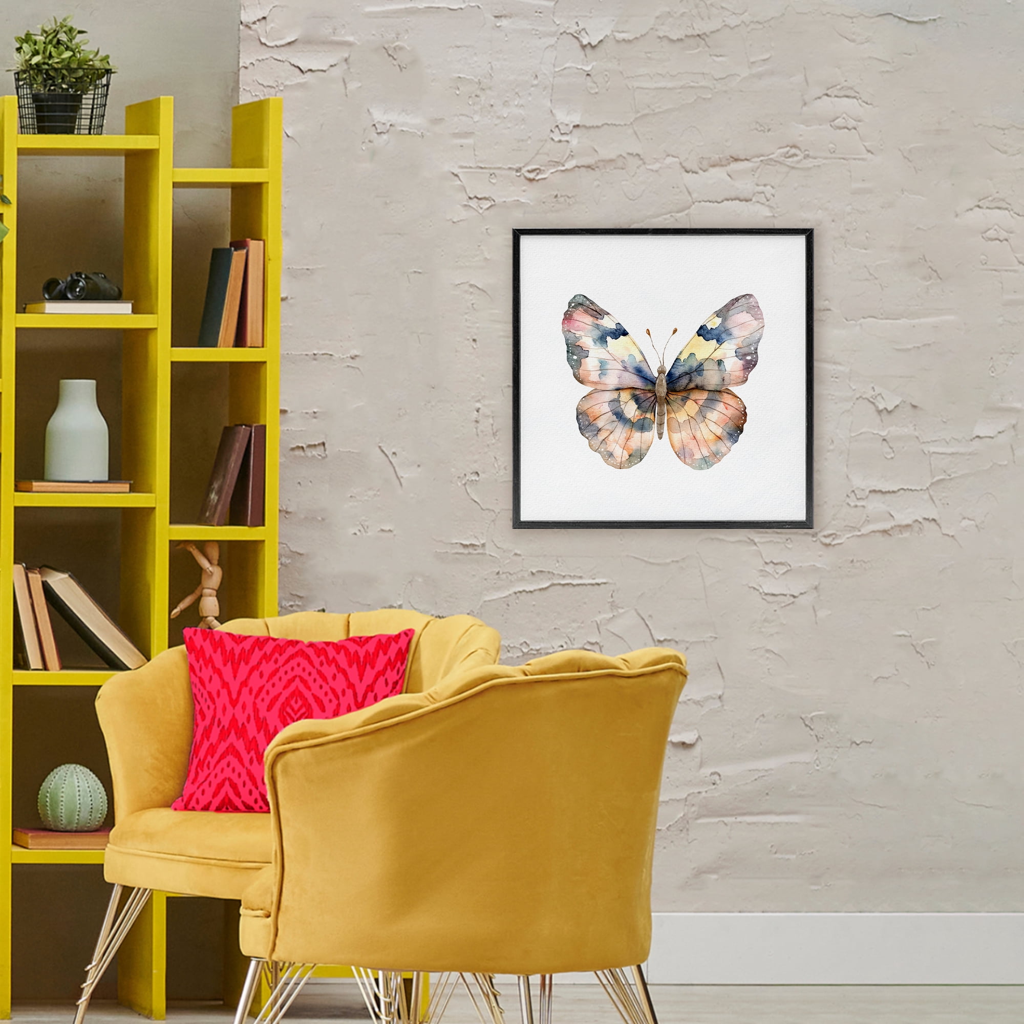 Stupell Industries Traditional Watercolor Butterfly Black Framed Giclee Art, design by Kim Allen
