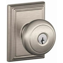 Schlage F51 AND ADD Andover Keyed Entry F51A Panic Proof Door Knob with Addison Satin Nickel