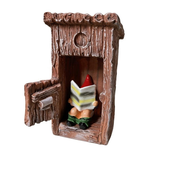Garden Gnome Resin Statue Funny Outhouse Reading Newspaper Decor For Yard Lawn Patio 1 Piece