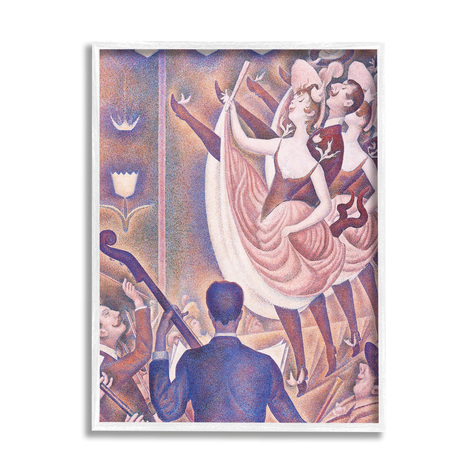 Stupell Industries La Chahut Classic Georges Seurat Painting Dance Portrait Painting White Framed Art Print Wall Art, Design by one1000paintings