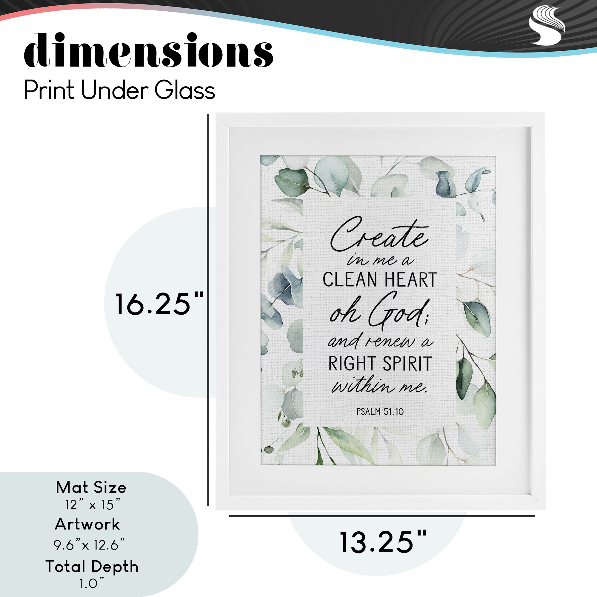 Clean Heart & Right Spirit White Framed Print Under Glass, design by Lettered and Lined