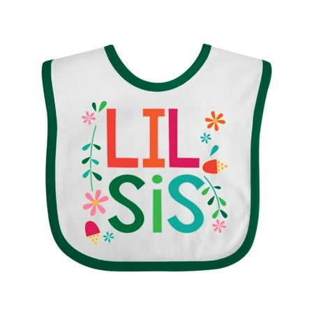 

Inktastic Lil Sis Girls Sister Announcement Gift Baby Girl Bib