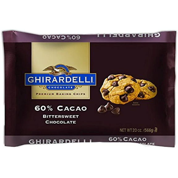 Ghirardelli 60% Cacao Bittersweet Chocolate Premium Baking Chips, Chocolate Chips For Easter Cookies, 20 Oz Bag