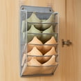 thumbnail image 1 of Bolsa de almacenamiento colgante gris para ropa interior de encaje, organizador de ropa interior para armario con 2 ganchos, 1 of 8