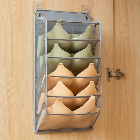 

Pkeoh 3D Closet Hanging Lingerie Organizer Mesh Bag Hanging Storage Bag For Bra Socks Lingerie Panties Door Wall Shelf Wardrobe Space With 2 Hooks