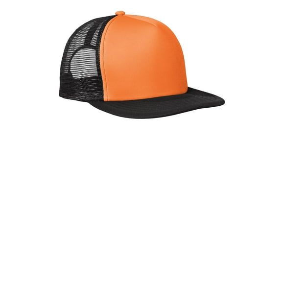 District &#174;  Flat Bill Snapback Trucker Cap. Dt624 Osfa Neon Orange