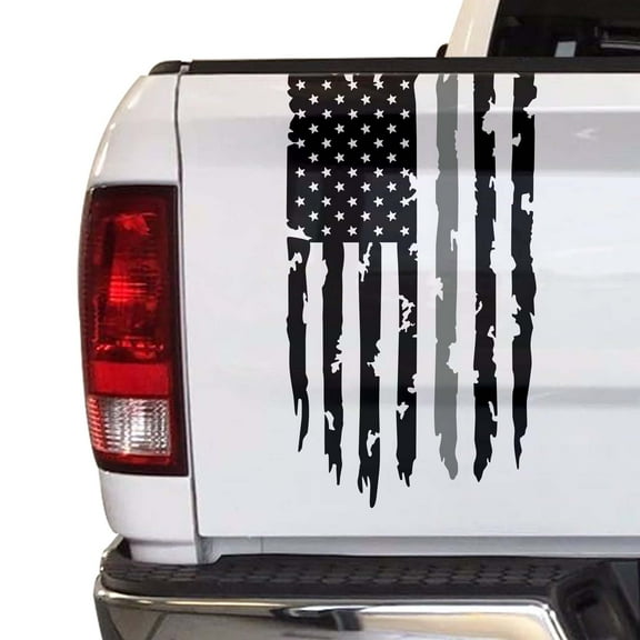 Distressed Thin Gray Line Flag Correctional Officers Correctional Institutions Flag USA US Sticker Truck Tailgate Vinyl Decal Compatible with most Pickup Trucks (11" x 20", Black & Gray)