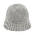thumbnail image 1 of Autumn/Winter Solid Color Warm Ear Big Head Waist Water Bucket Knitted Woolen Hat, 1 of 2