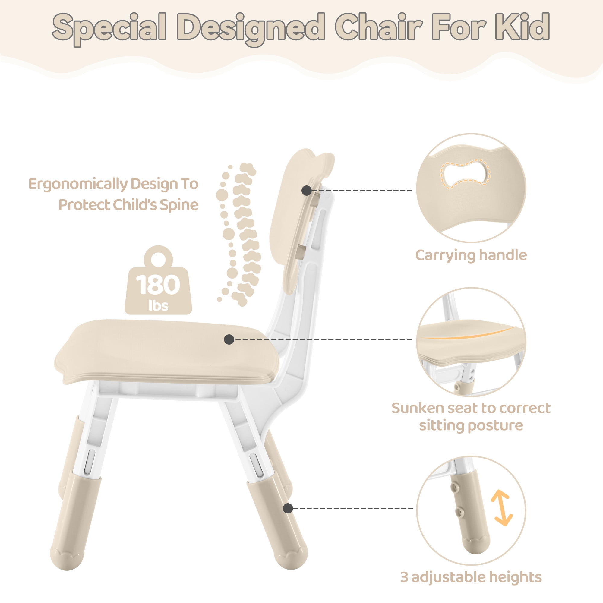 DOREROOM Height-Adjustable Kids Table and 4 Chairs Set, Graffiti Desktop, 31.5''L x 23.6''W Children Activity Table for Daycare, Classroom, Home
