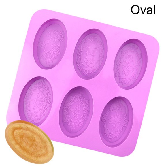 Multi-function Making Supplies 6 Cavities DIY Craft Handmade Flower Emboss Pattern Cake Mould Silicone Soap Mold Soaps Supplies Pudding Candy Mold OVAL