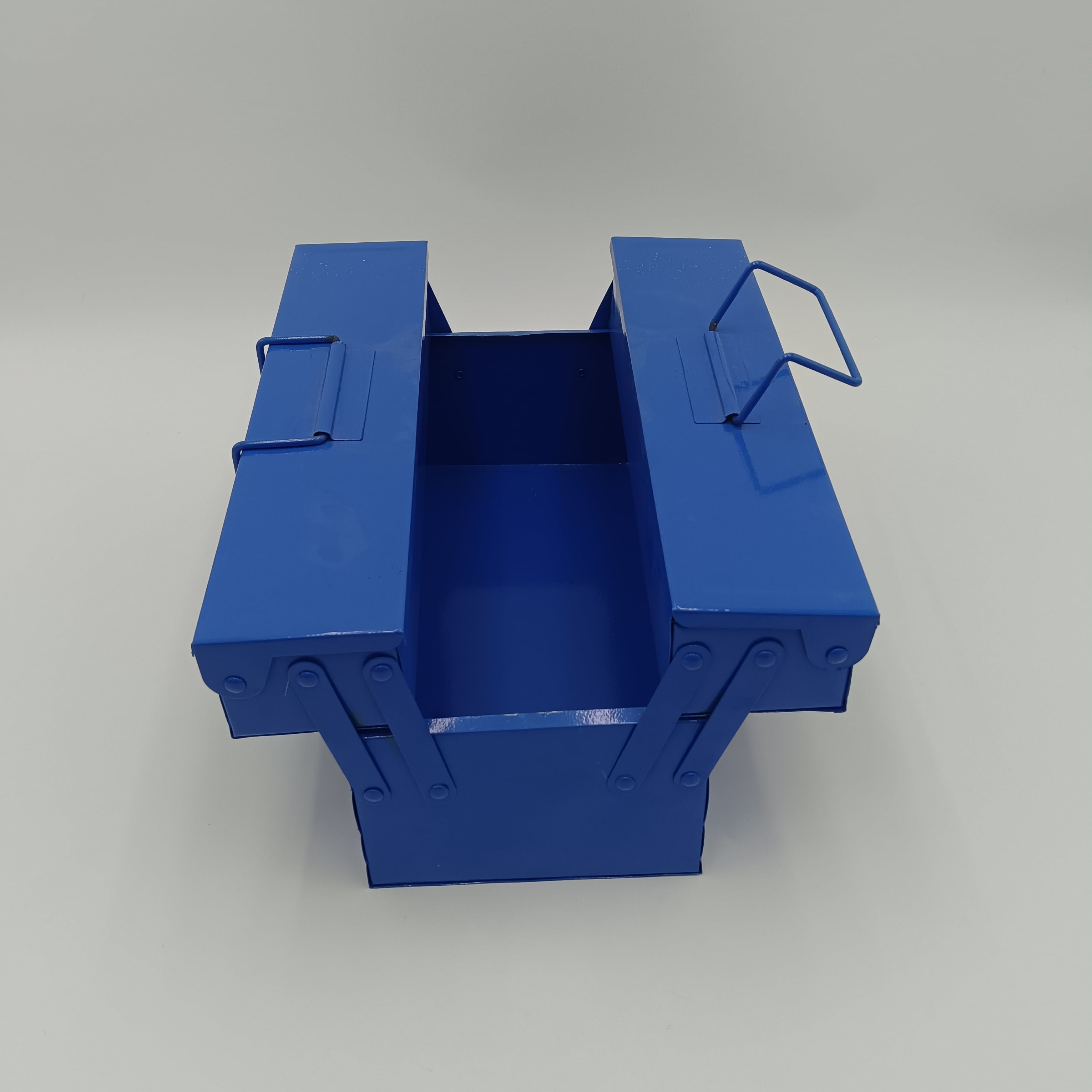 ELNMBJES Tool boxes of metal, empty Portable 3-Tier Metal Tool Box with Removable Tray, Blue