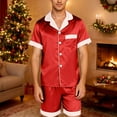 thumbnail image 2 of NAFUU Christmas Pajamas For Men 2025 Family Christmas Pajamas Matching Sets Satin Sleepwear Short Sleeve Button Down Shirt And Shorts Soft Loungewear Comfort Jammies, 2 of 4