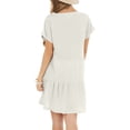 thumbnail image 4 of Mohiass Tshirt Dress Women Summer Short Sleeve Casual Dresses Drop Waist Ruffle Hem Babydoll Dress Cute Crewneck Mini Dresses White XL, 4 of 5