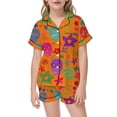 thumbnail image 3 of WOYY Girls Halloween Pajamas Notch Collar Short Sleeve Top Shorts Loungewear, Sizes 1-14, 3 of 4