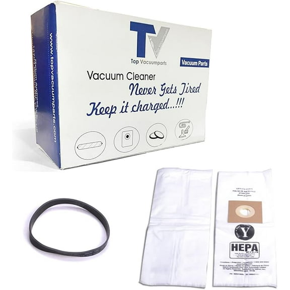 Replacement Part For Hoover CH53005 Windtunnel and T2 Series Type Y, Hepa Paper Bags 2pk With One Flat Belt