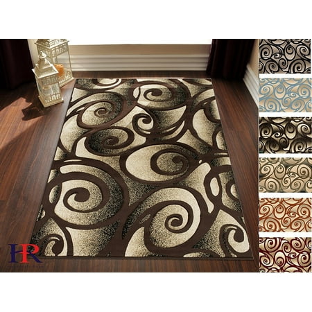 Chocolate Antique Round Rug - Handcraft Rugs - Modern Swirls and Circle Pattern Contemporary Area Rug With 3D Hand Curve effect, Chocolate Brown / Black / Beige (Approximately 5 ft. by 7 ft.)