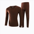 thumbnail image 1 of Jumpingount Ropa interior térmica de cuello para hombre, calzoncillos largos informales de Color sólido, conjunto de pantalones de manga larga de Ropa interior Café SG, 1 of 6