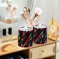 thumbnail image 3 of Yayeee 2 Pack Qtip Holder Bathroom Cotton Swab Canister with Lid Clear Dispenser Set, Orange Abstract Lines, 3 of 6