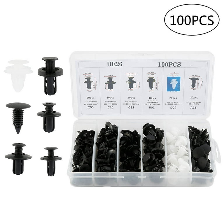 Willstar Universal Plastic Fender Clips,100 Pcs Push Bumper Fastener Rivet Clips with 6 Size Auto Body Retainer Clips bumpers,car Fender Replacement for GM