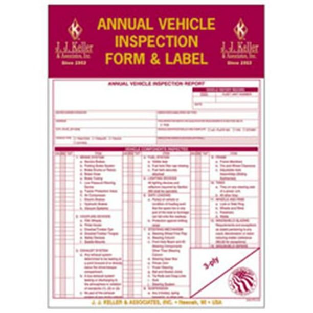 J.J. Keller 9MP Annual Vehicle Inspection Report and Label Walmart