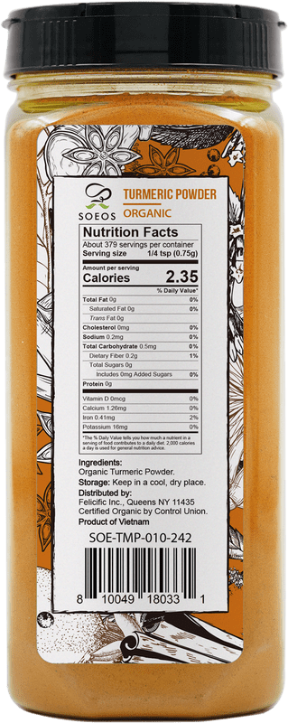 Soeos Organic Turmeric Powder, 10oz (284g)