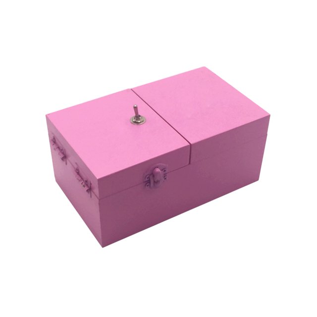 Ounissouiy Caja inútil de madera, regalo divertido y relajante para aliviar el estrés, caja inútil electrónica de madera Juguetes novedosos y de broma Rosa