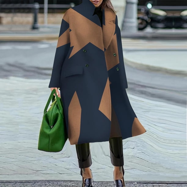 Puntoco Chaqueta Informal Sin Capucha Con Cuello Vuelto Y Manga Larga Con Botones Y Estampado De Bolsillo Para Mujer A La Moda