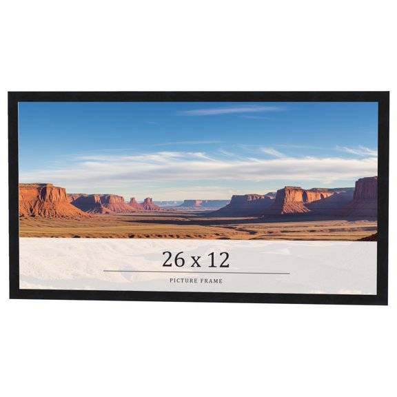 26x12 Frame Black Real Wood Picture Frame Width 0.75 inches | Interior Frame Depth 0.5 inches |
