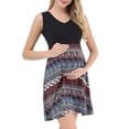 thumbnail image 1 of Vestido de maternidad para lactancia sin mangas con escote en V y estampado negro a juego, 1 of 2